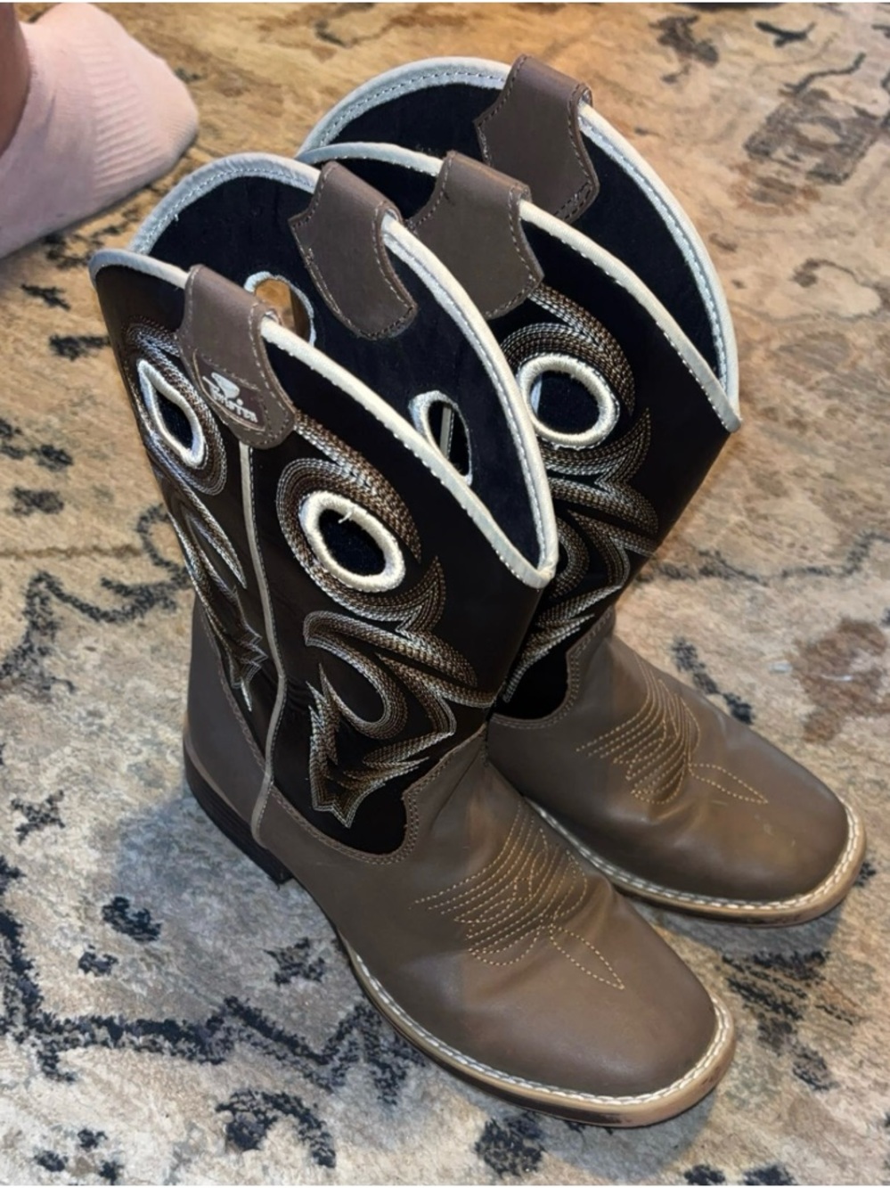 Twister Brown and Black Kids Western Boots